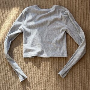 Aritzia HomeStretch Rib Crew Waist Longsleeve, M, Heather Chrome